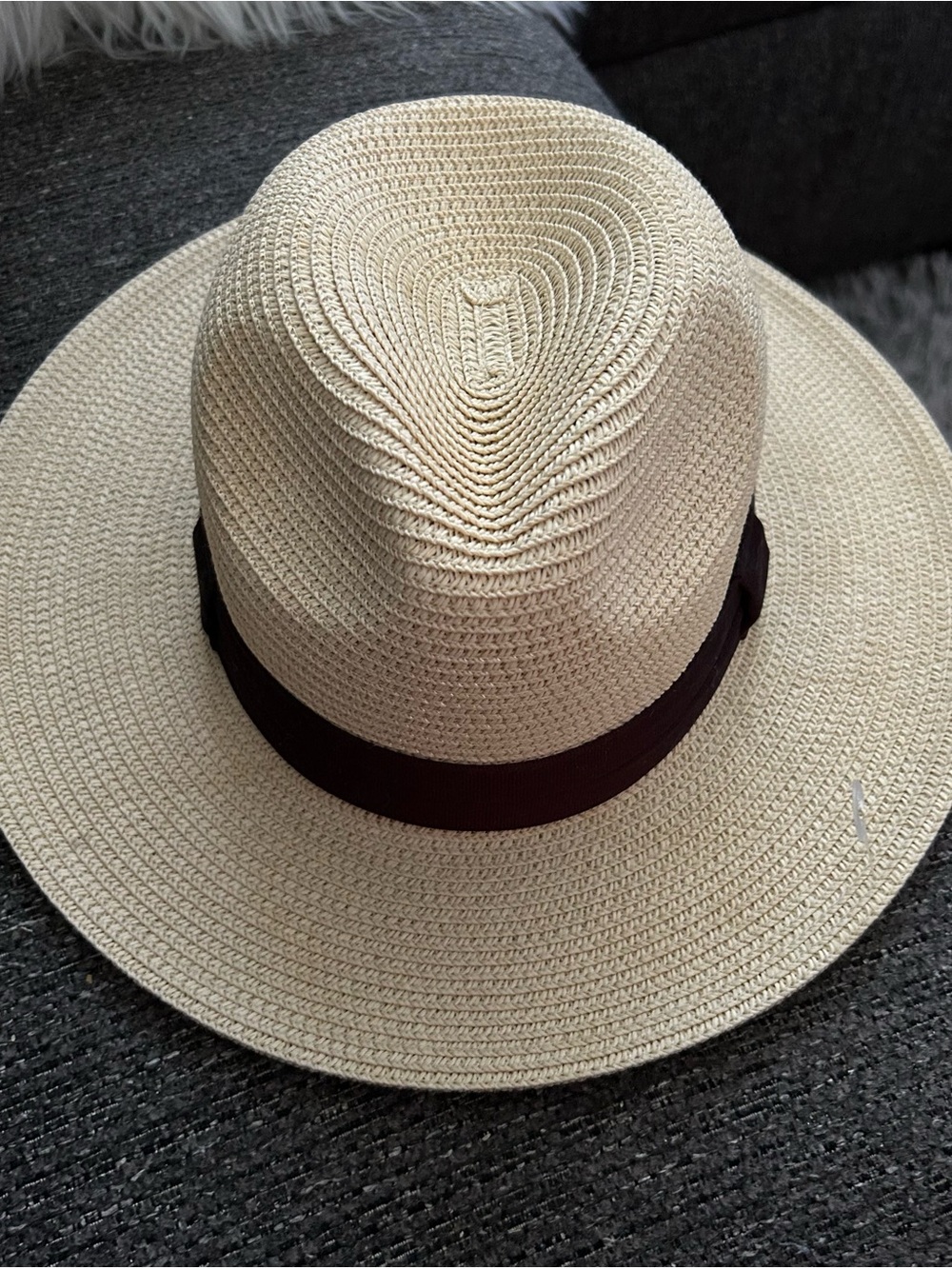 Classic Solar Eclipse Straw Fedora Hat with black Band - Picture 2 of 4
